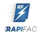 Logotipo de RapiFac destacando aplicaciones a medida.