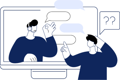 Icono destacando el soporte técnico con el mensaje 'Estamos aquí'.