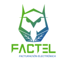 Logotipo de Factel destacando su soporte técnico en descargas.